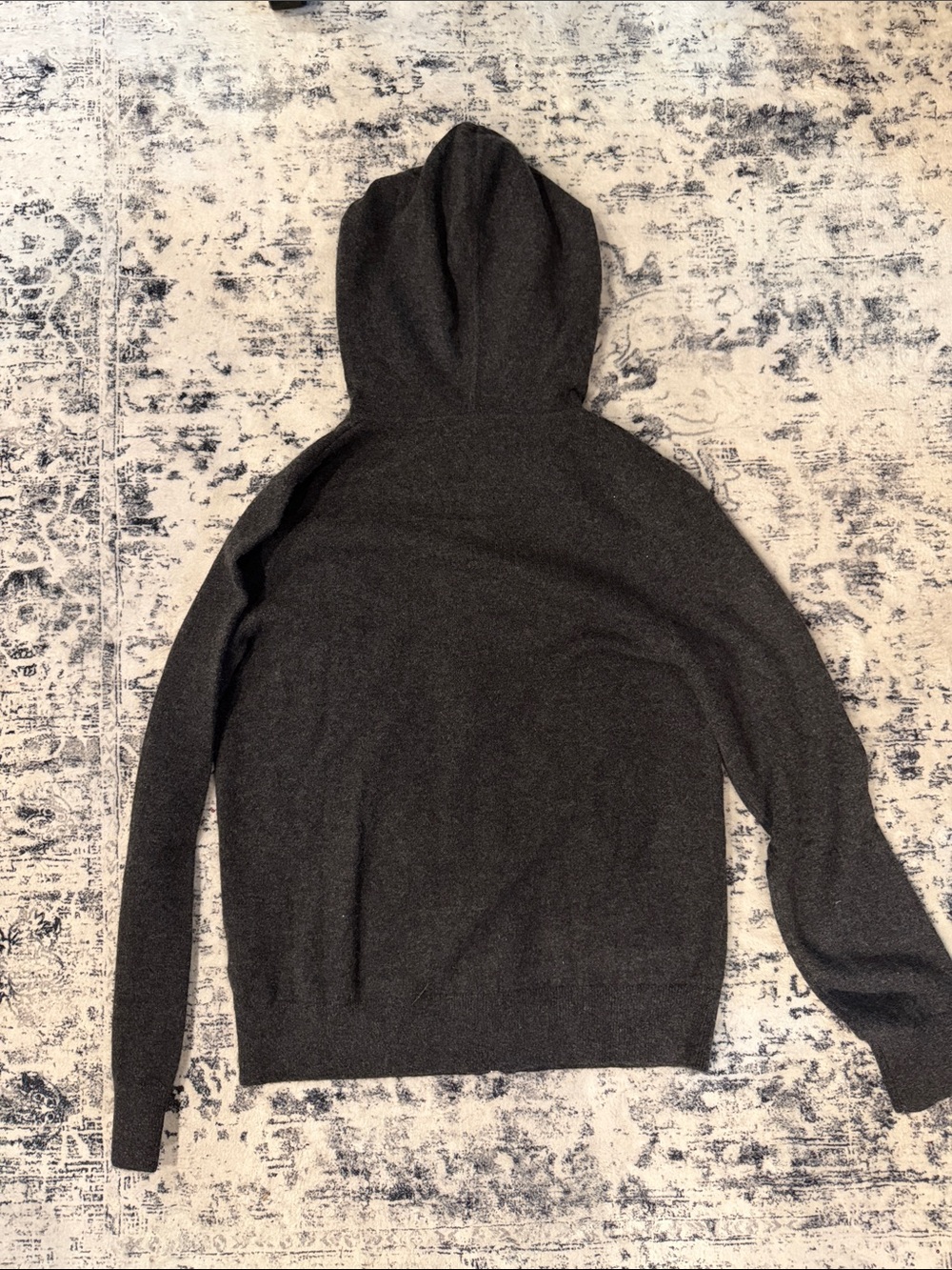 Quince Mongolian Cashmere Full-Zip Hoodie Heather Charcoal MSRP $118 - Picture 4 of 4